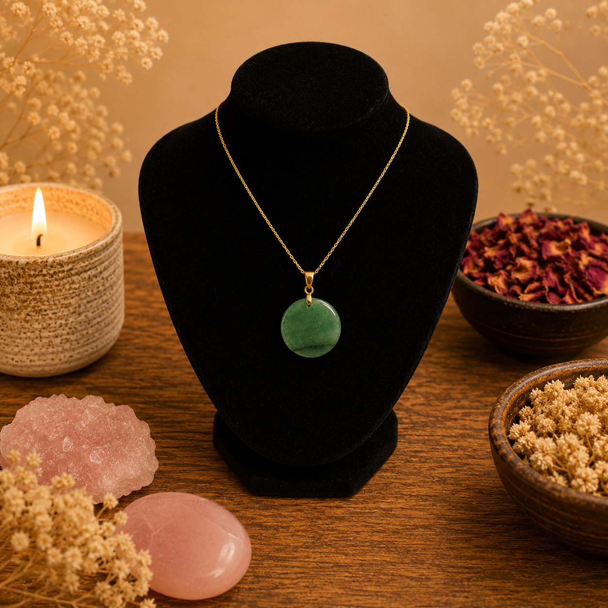 Collar De Aventurina Eclipse Dorado